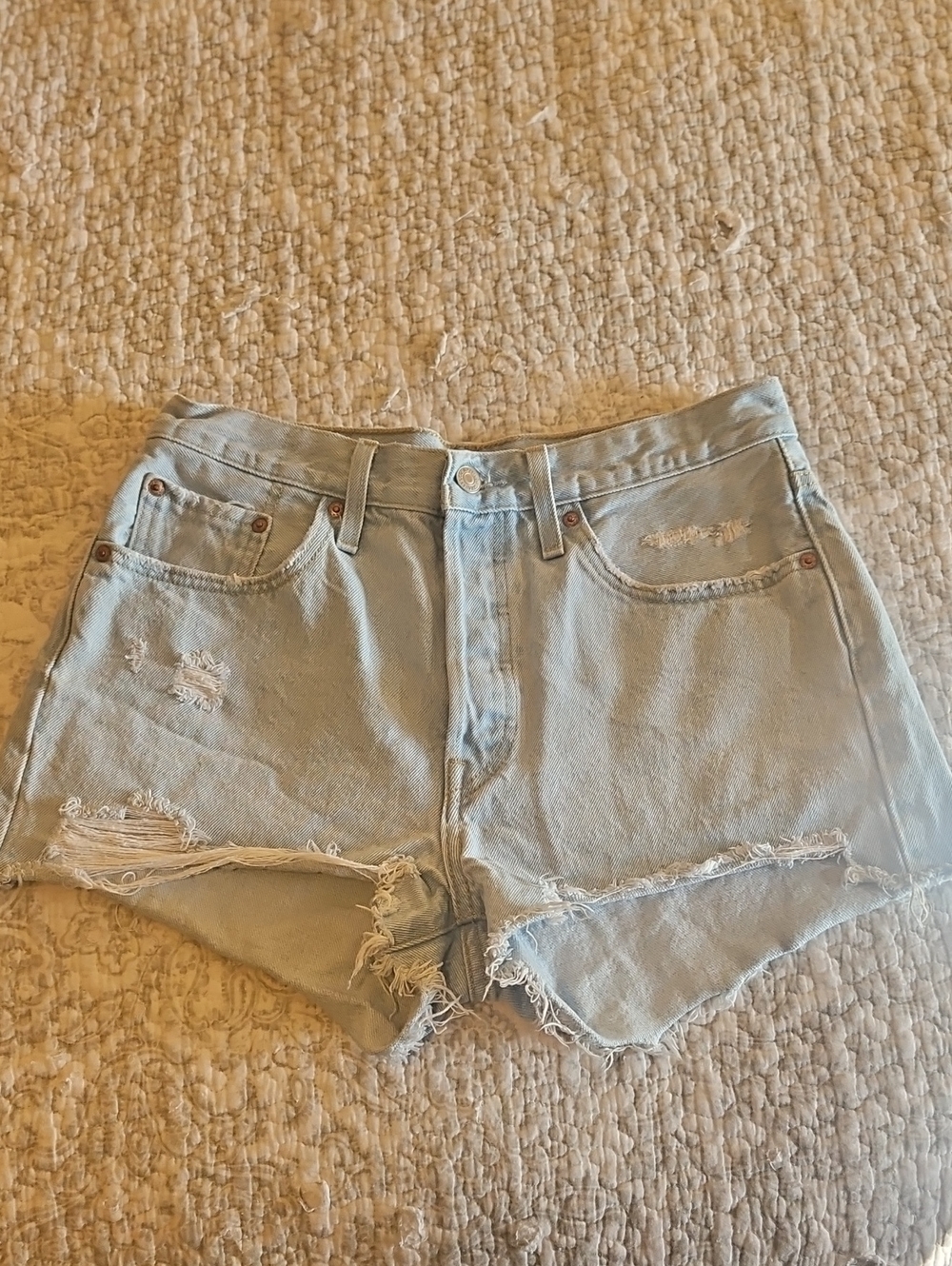 Levi's Light Blue Distressed Cutoff Denim Shorts
